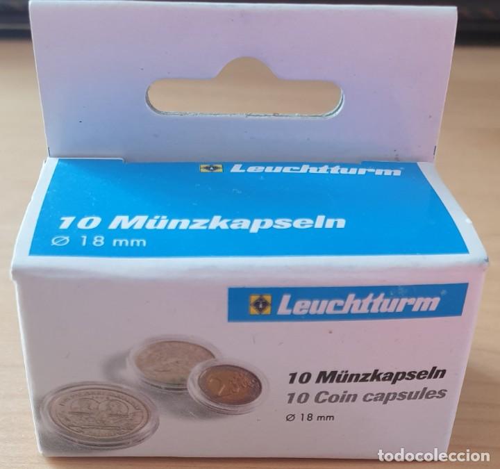 Material numism&aacute;tico: CAJA DE CAPSULAS DE 10 UNIDADES DE 18 mm - Foto 1
