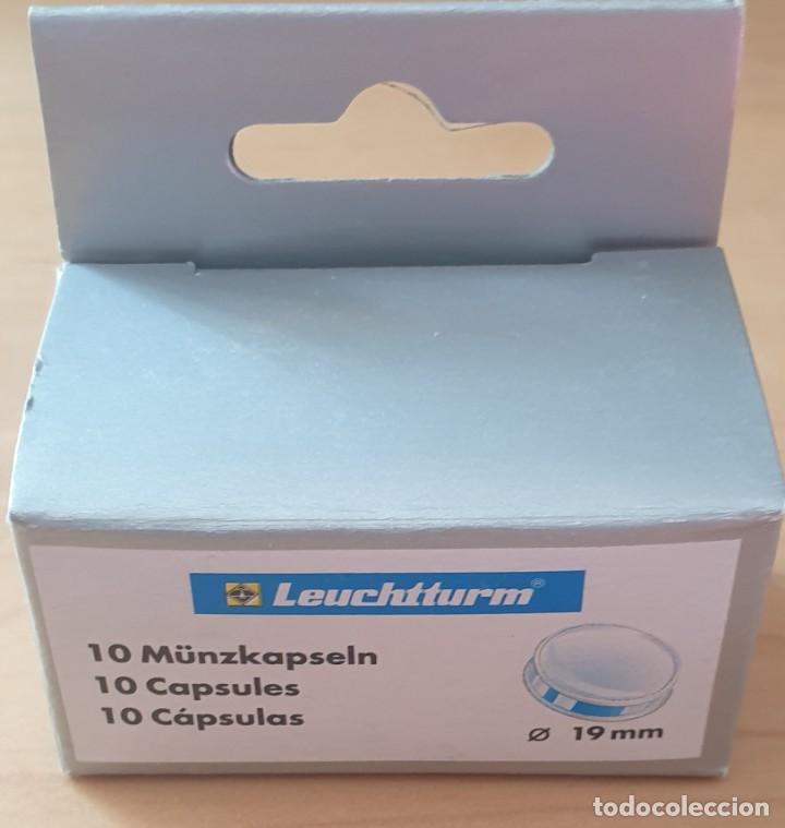 Material numism&aacute;tico: CAJA DE CAPSULAS DE 10 UNIDADES DE 19 mm - Foto 1