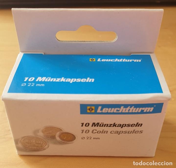 Material numism&aacute;tico: CAJA DE CAPSULAS DE 10 UNIDADES DE 22 mm - Foto 1