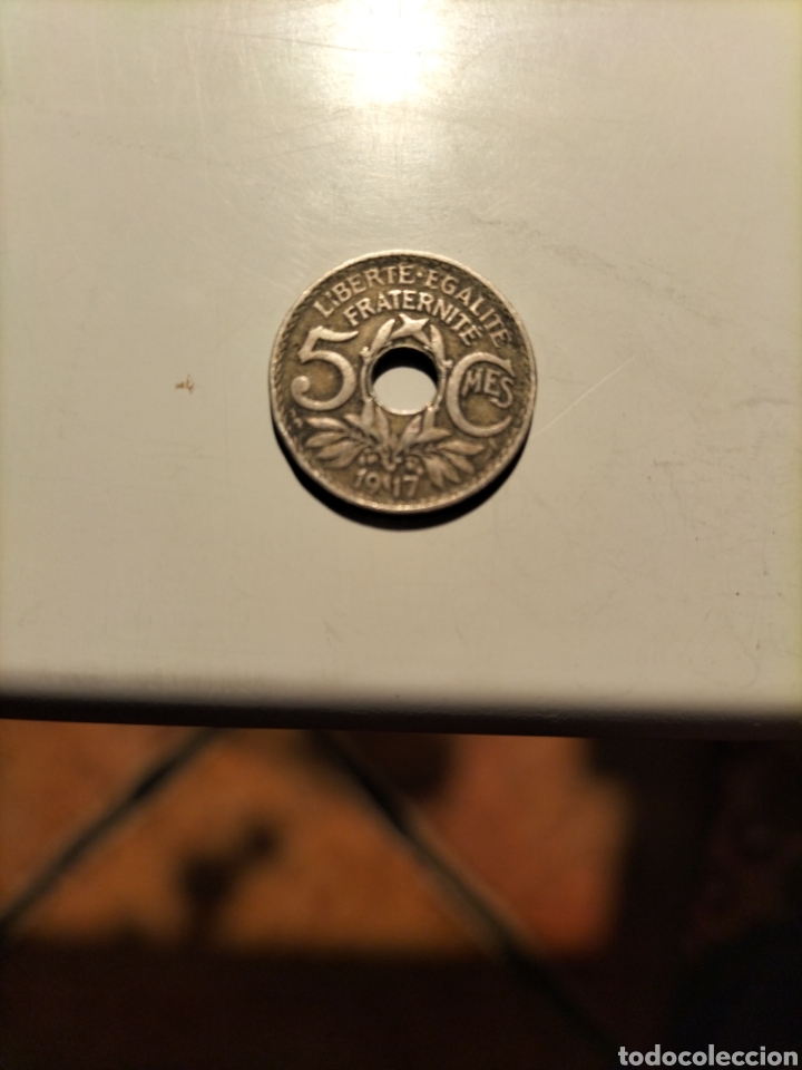 Material numism&aacute;tico: Moneda 5 c&eacute;ntimos de Francia 1917 - Foto 1