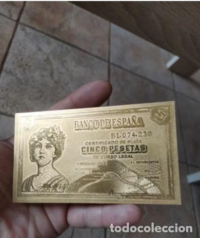 Material numism&aacute;tico: BILLETE ORO 5 CINCO PESETAS 1935 - Foto 1