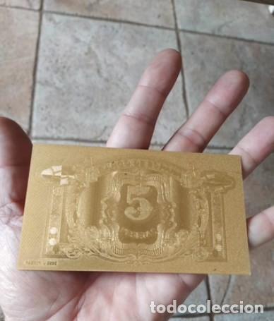 Material numism&aacute;tico: BILLETE ORO 5 CINCO PESETAS 1935 - Foto 2