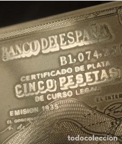 Material numism&aacute;tico: BILLETE ORO 5 CINCO PESETAS 1935 - Foto 5