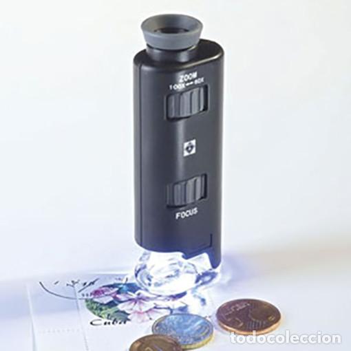 Material numism&aacute;tico: LEUCHTTURM MICROSCOPIO DE BOLSILLO 60 A 100 AUMENTOS CON LUZ LED ref. 313090 - Foto 1