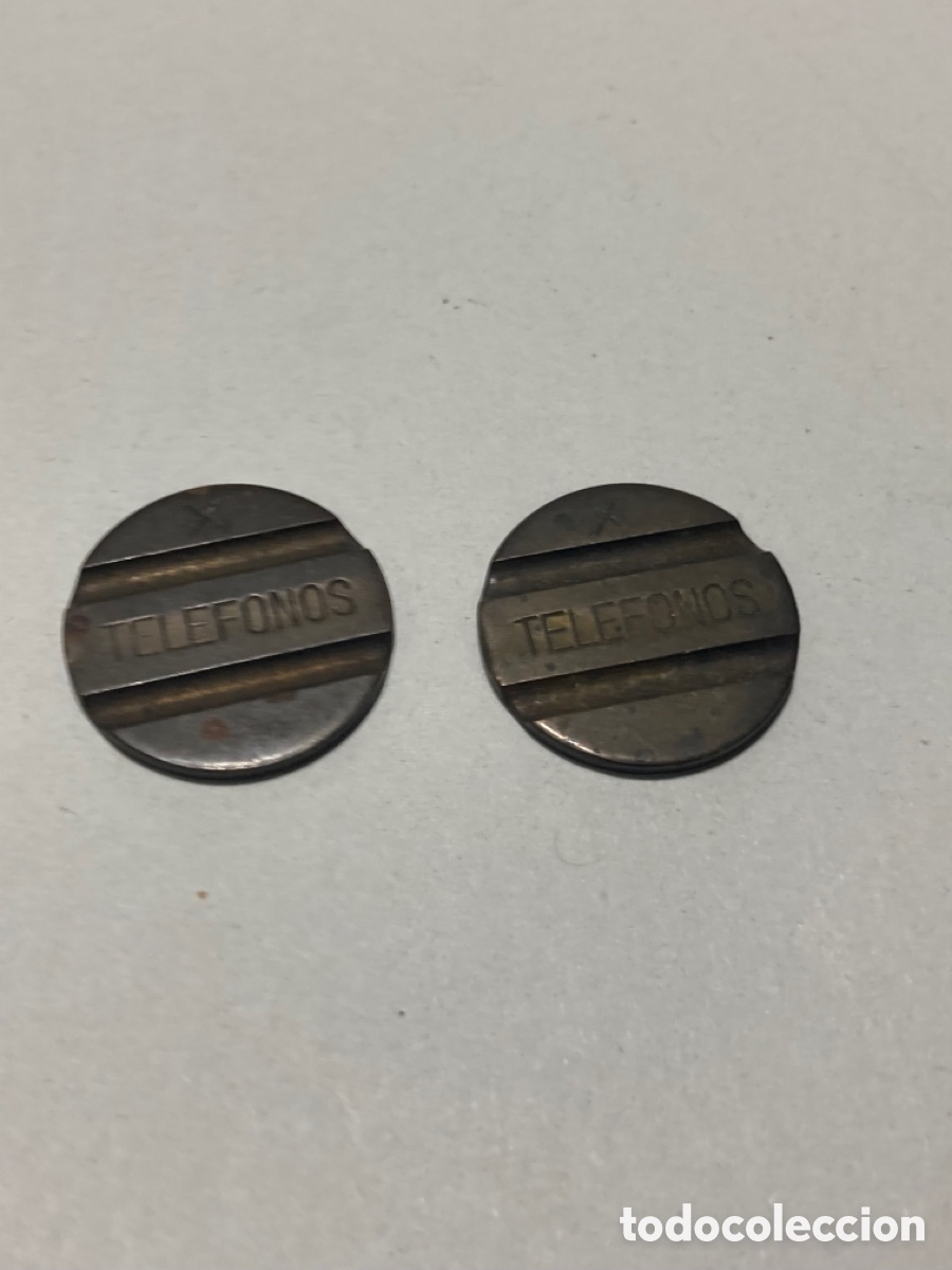 Material numism&aacute;tico: 2 monedas cabina telef&oacute;nica - Foto 1