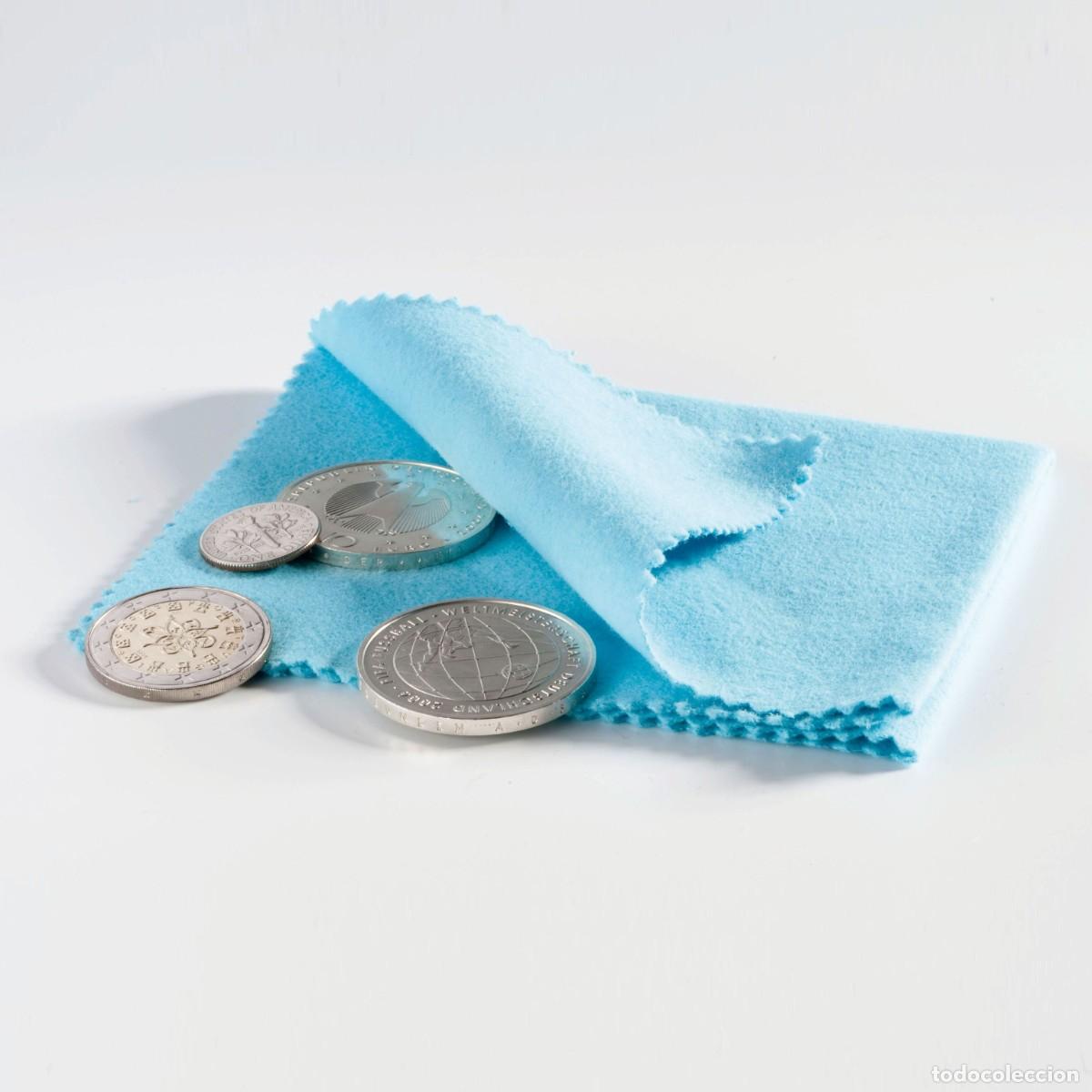 Material numism&aacute;tico: Pa&ntilde;o para pulir monedas, azul - Foto 1