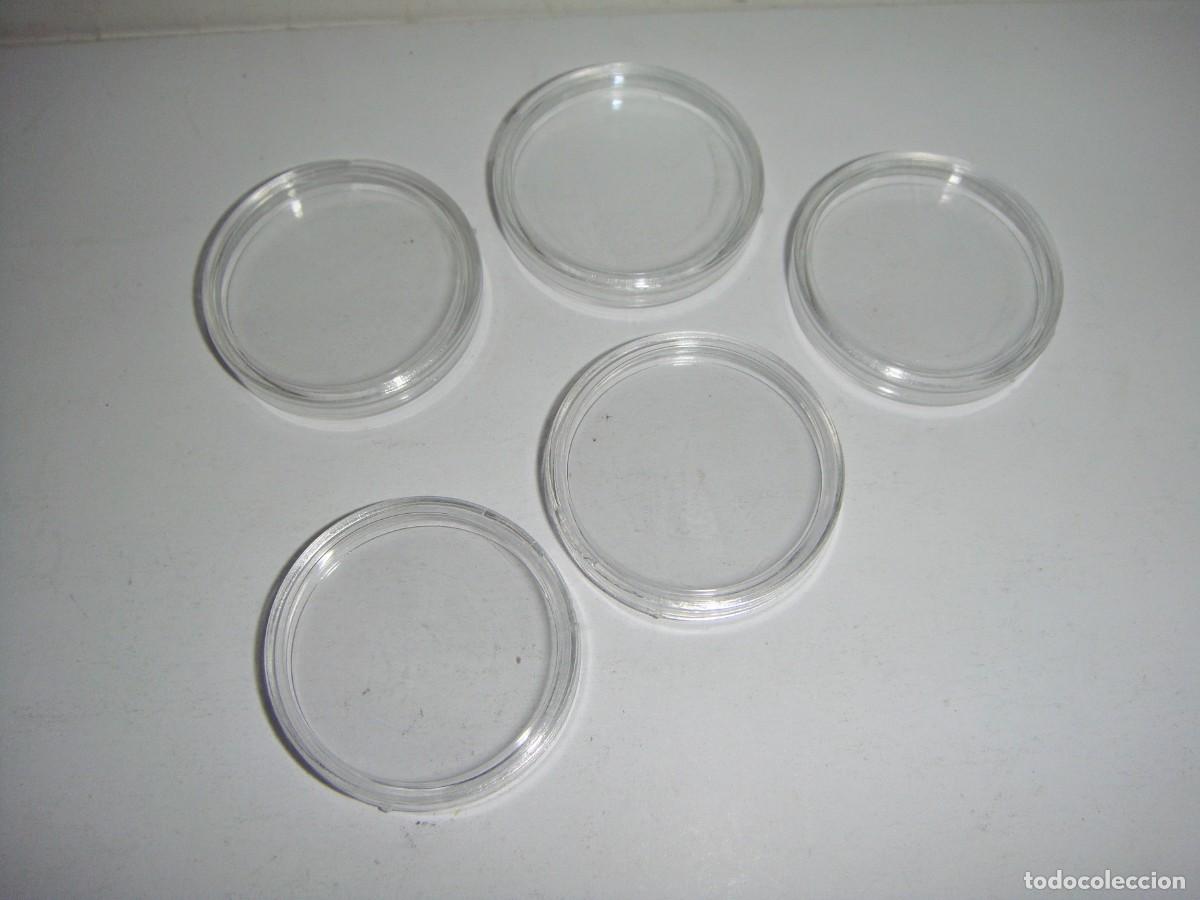 Mat&eacute;riel numismatique: 5 C&aacute;psulas para monedas de colecci&oacute;n. Para monedas de hasta 35 mm.