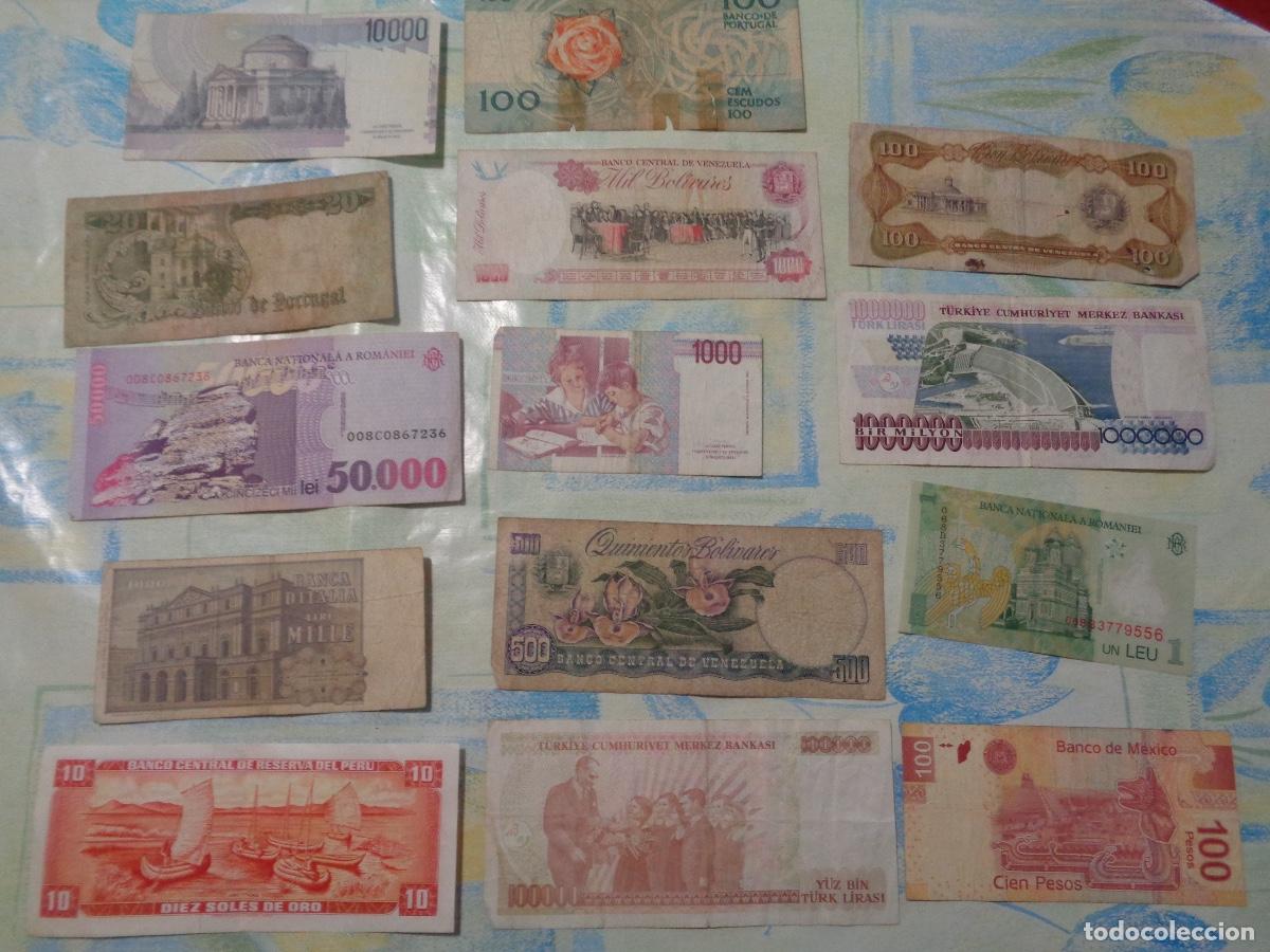 Material numism&aacute;tico: lote 14 billetes diferentes pa&iacute;ses - Foto 2