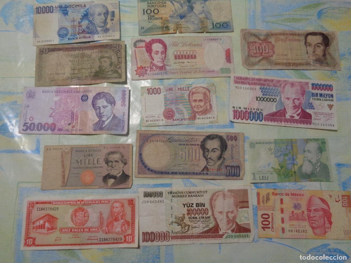 Material numism&aacute;tico: lote 14 billetes diferentes pa&iacute;ses - Foto 1