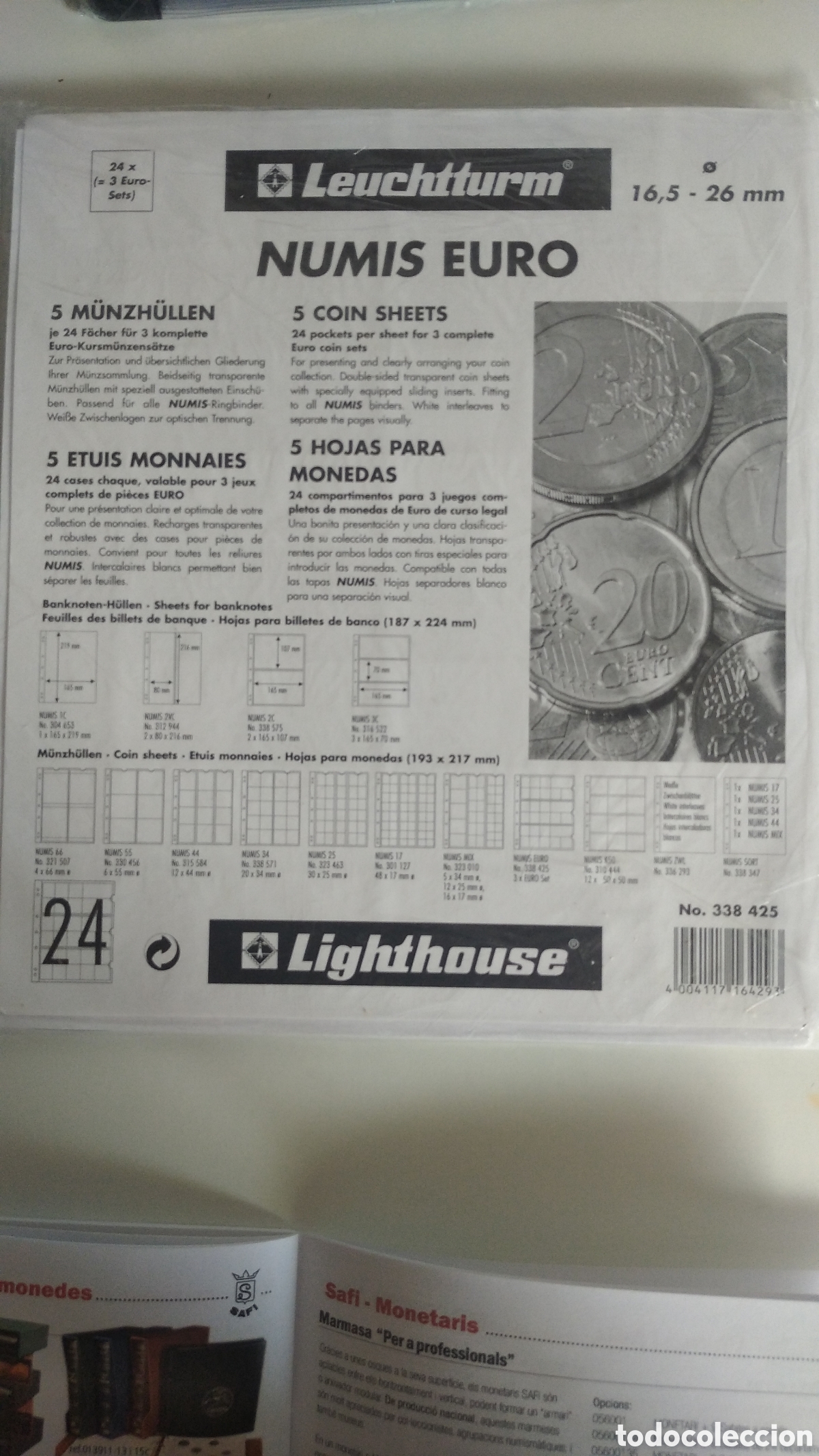 Material numism&aacute;tico: 5 Hojas para monedas leuchtturm N&deg;24 - Foto 1