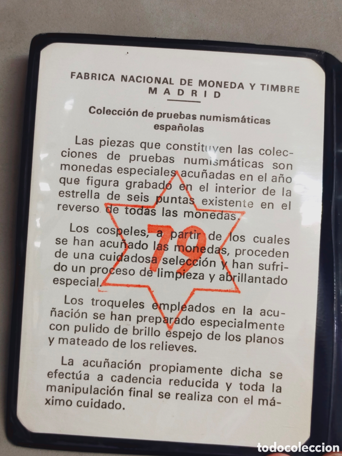 Material numism&aacute;tico: CARTERA DE MONEDAS PRUEBA NUMISMATICA FNMT MADRID 1979 - Foto 6