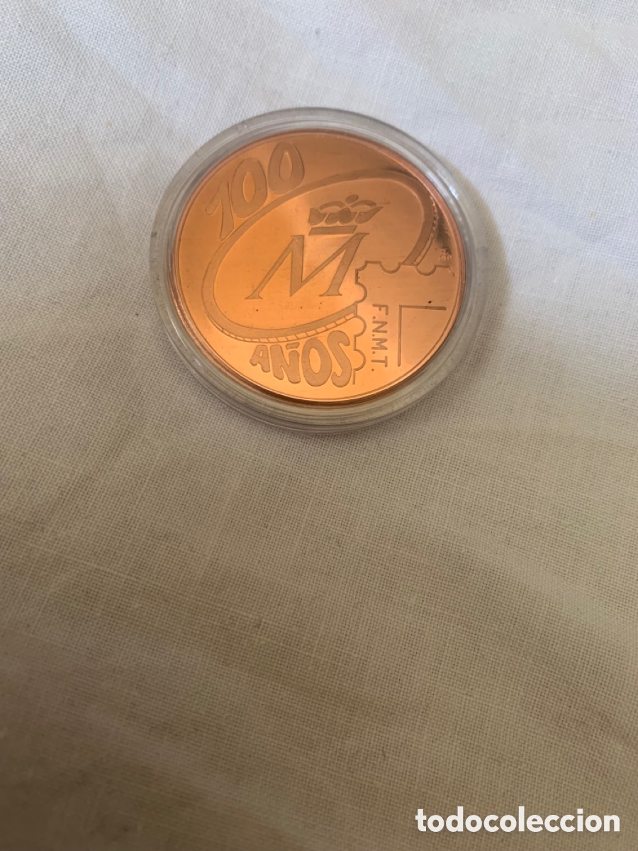 Material numism&aacute;tico: Medalla f.n.m.t 100 a&ntilde;os de historia encapsulada