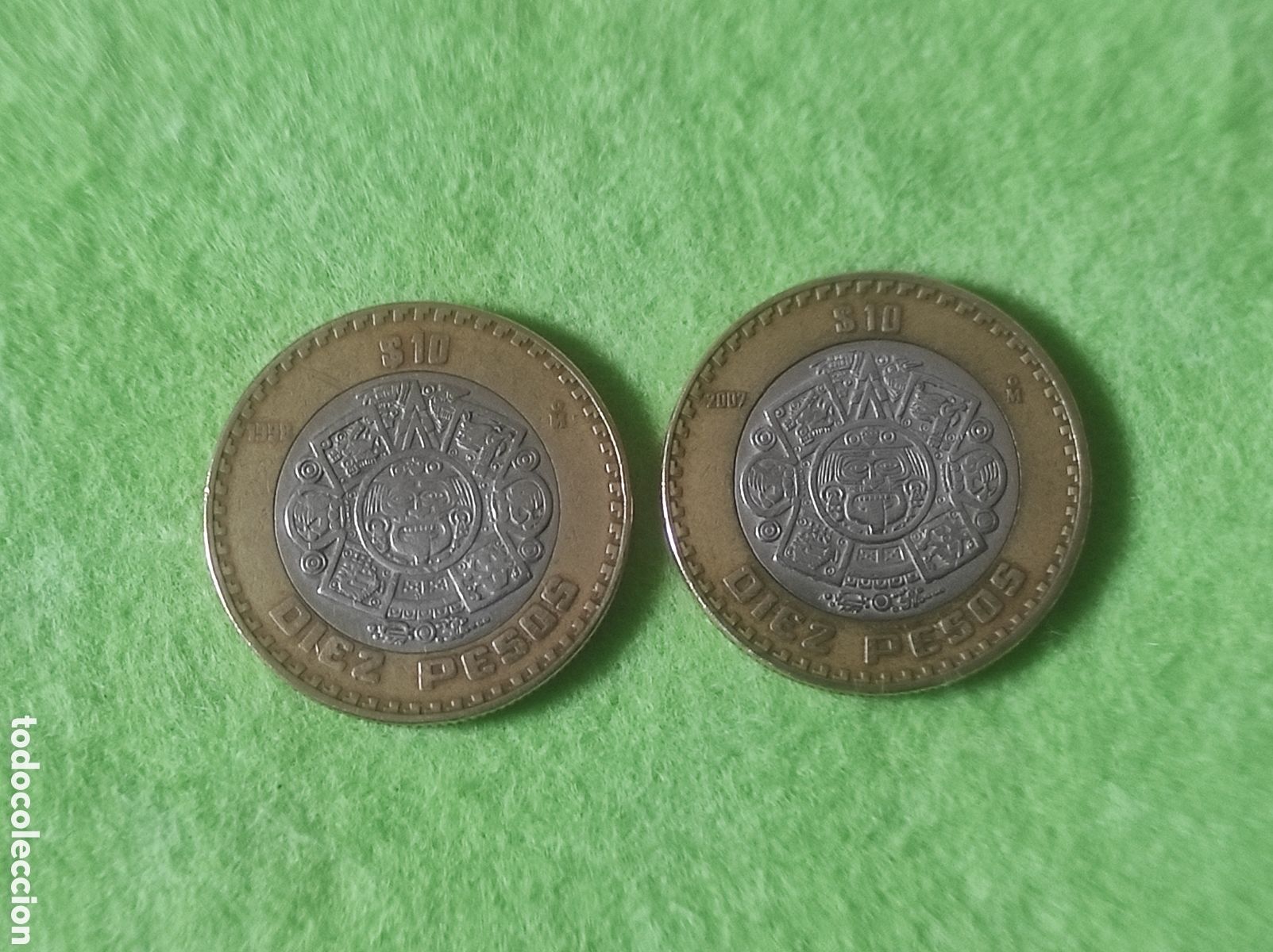 Material numism&aacute;tico: 2 monedas diez pesos mexicanos - Foto 2