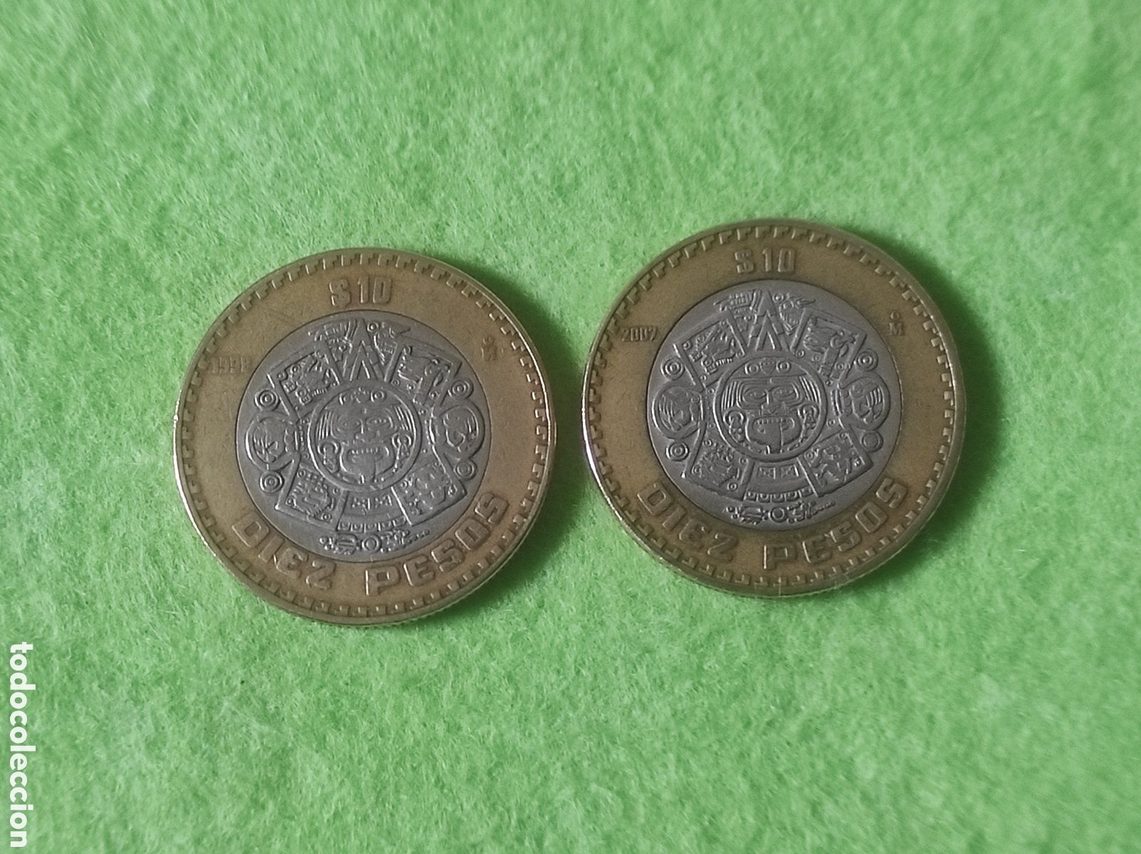 Material numism&aacute;tico: 2 monedas diez pesos mexicanos - Foto 4