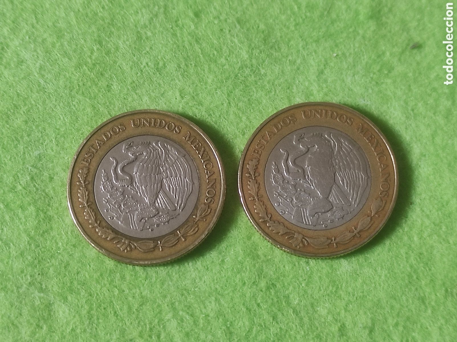 Numismatisches Material: 2 monedas diez pesos mexicanos