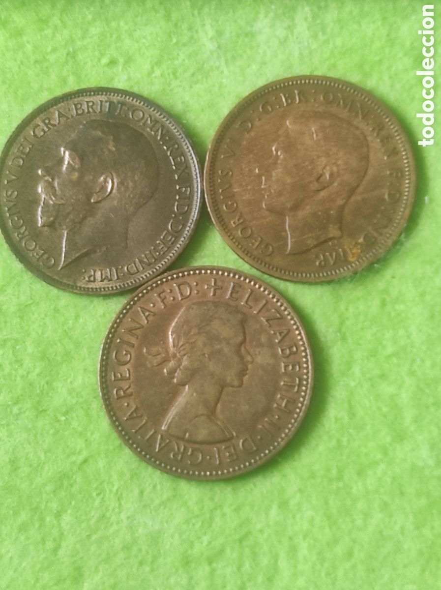 Material numism&aacute;tico: Moneda antiguas half Penny - Foto 3