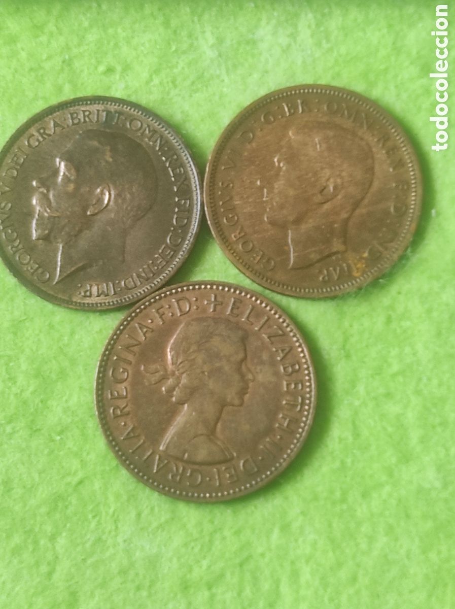 Material numism&aacute;tico: Moneda antiguas half Penny - Foto 5