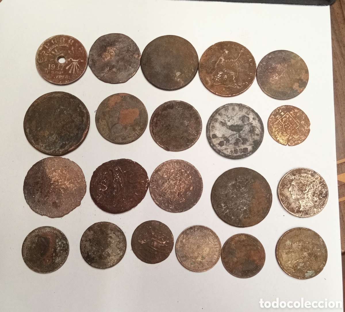 Material numism&aacute;tico: lote 21 monedas antiguas - Foto 1