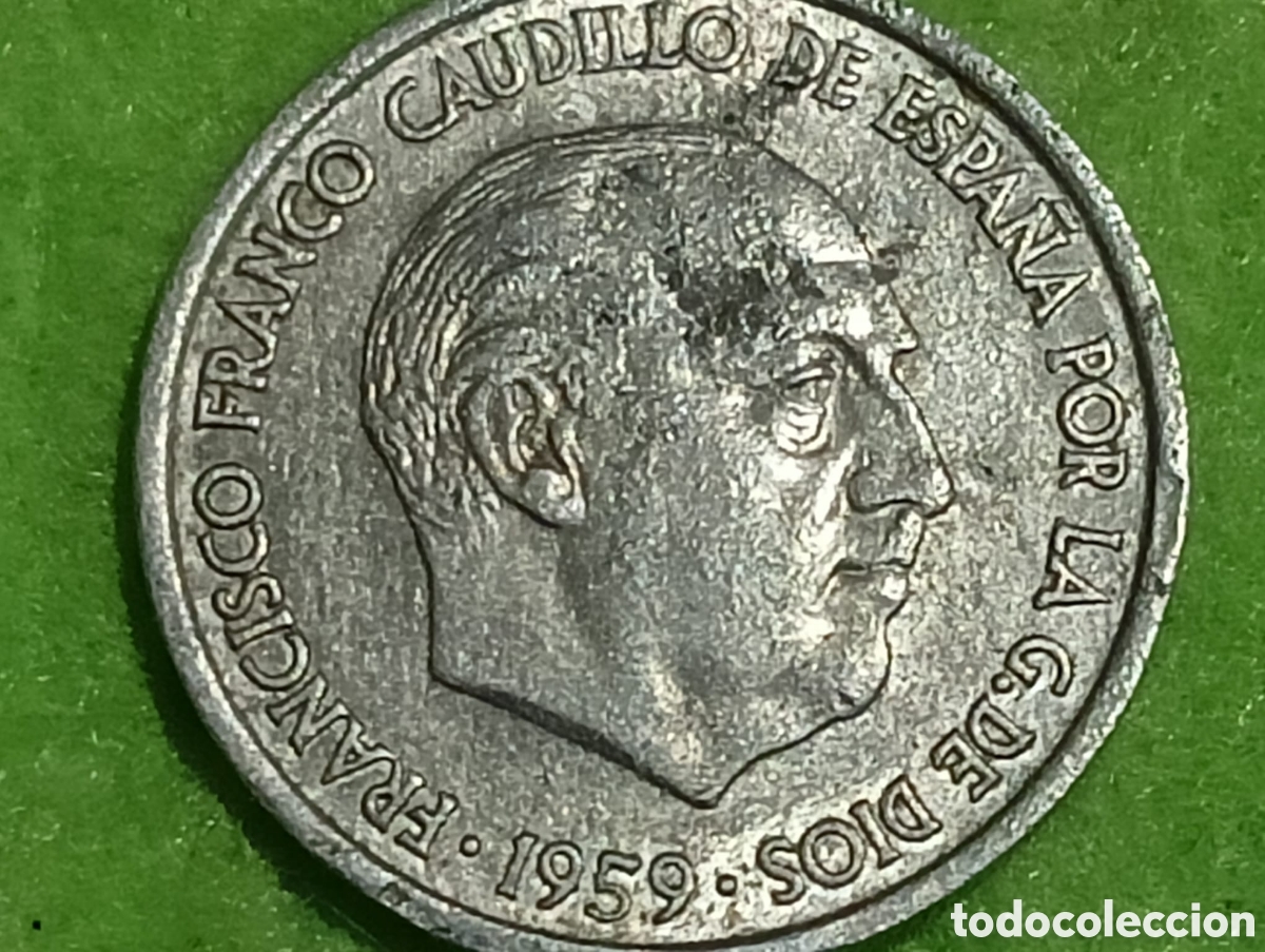 Material numism&aacute;tico: Moneda Franco 1959 con fallos - Foto 3