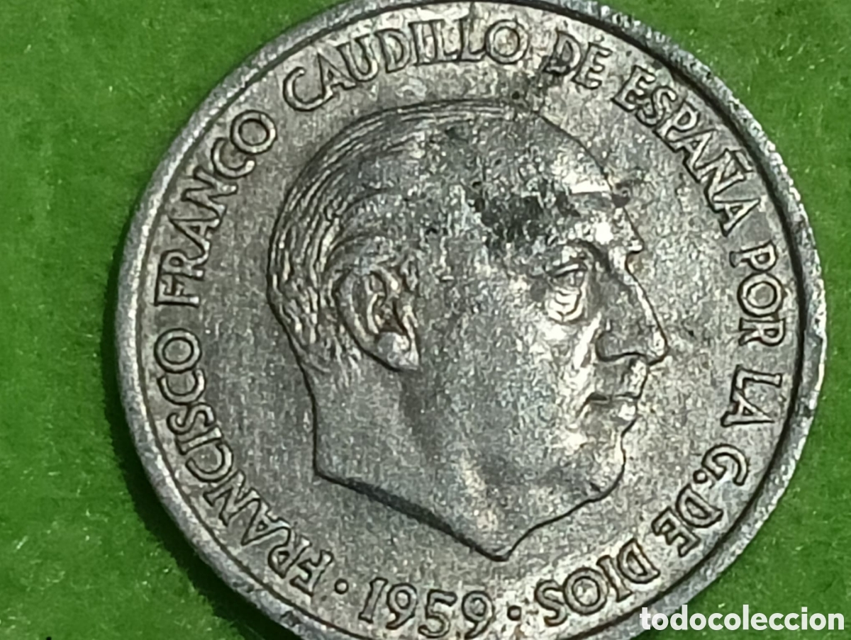 Material numism&aacute;tico: Moneda Franco 1959 con fallos - Foto 1