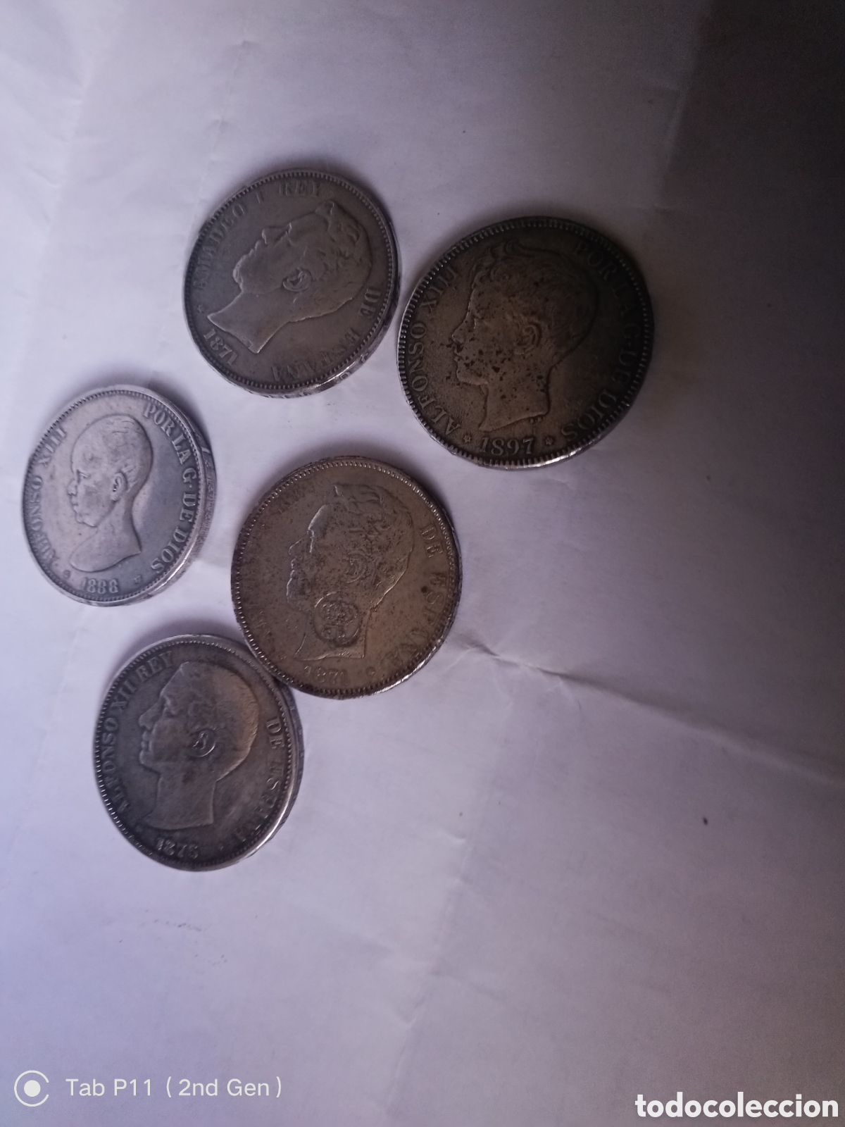 Material numism&aacute;tico: Lote 5 monedas espa&ntilde;olas de 5 pesetas falsas