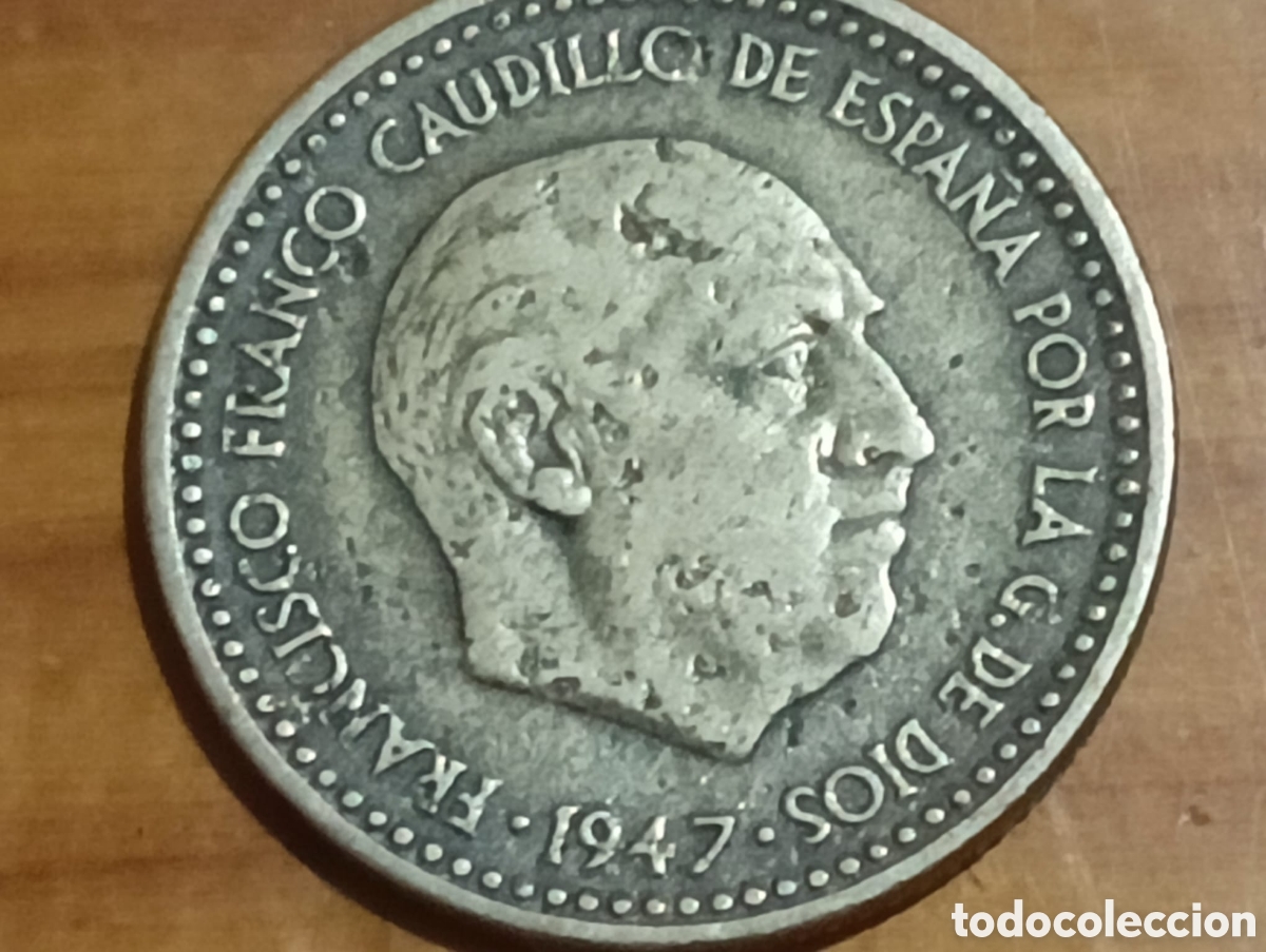 Material numism&aacute;tico: Moneda una peseta 1947 *48 - Foto 3