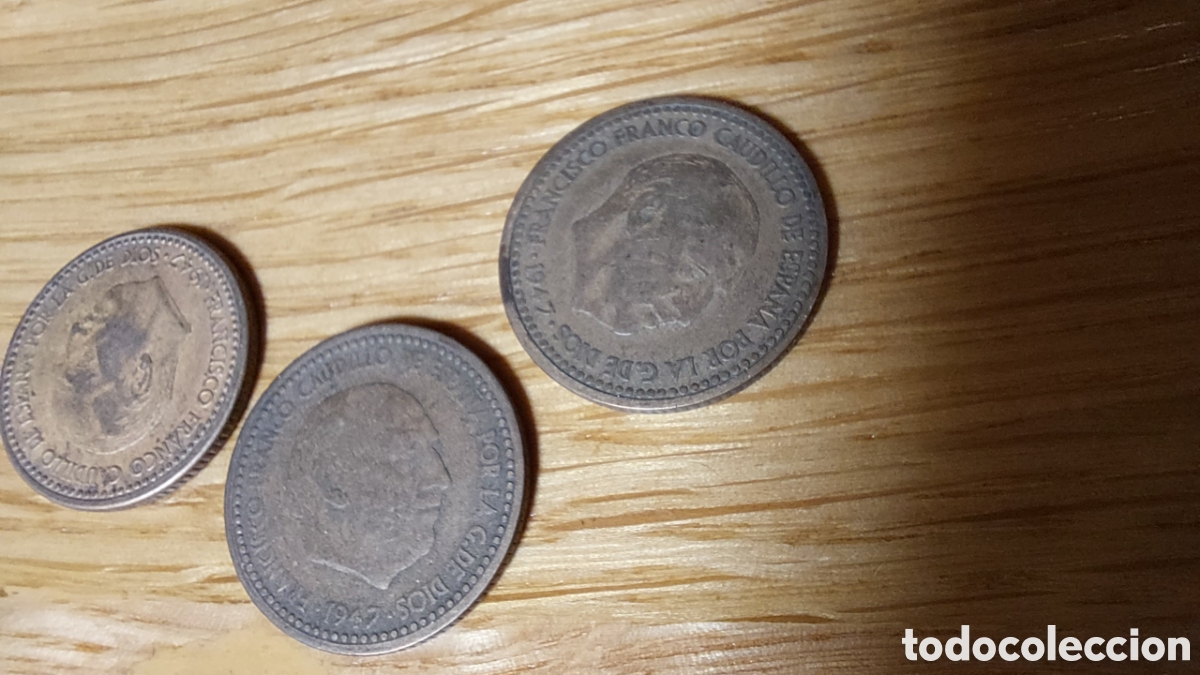 Material numism&aacute;tico: Lote de 9 pesetas 1947 - Foto 2