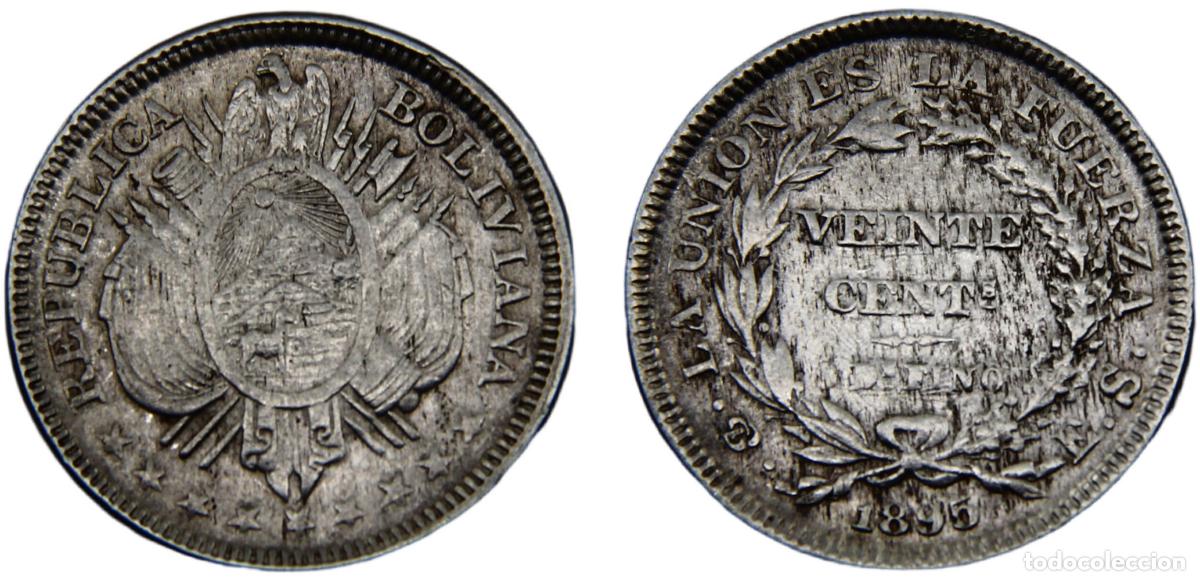 Material numism&aacute;tico: Bolivia Republic 1895 PTS ES 20 Centavos - Foto 1