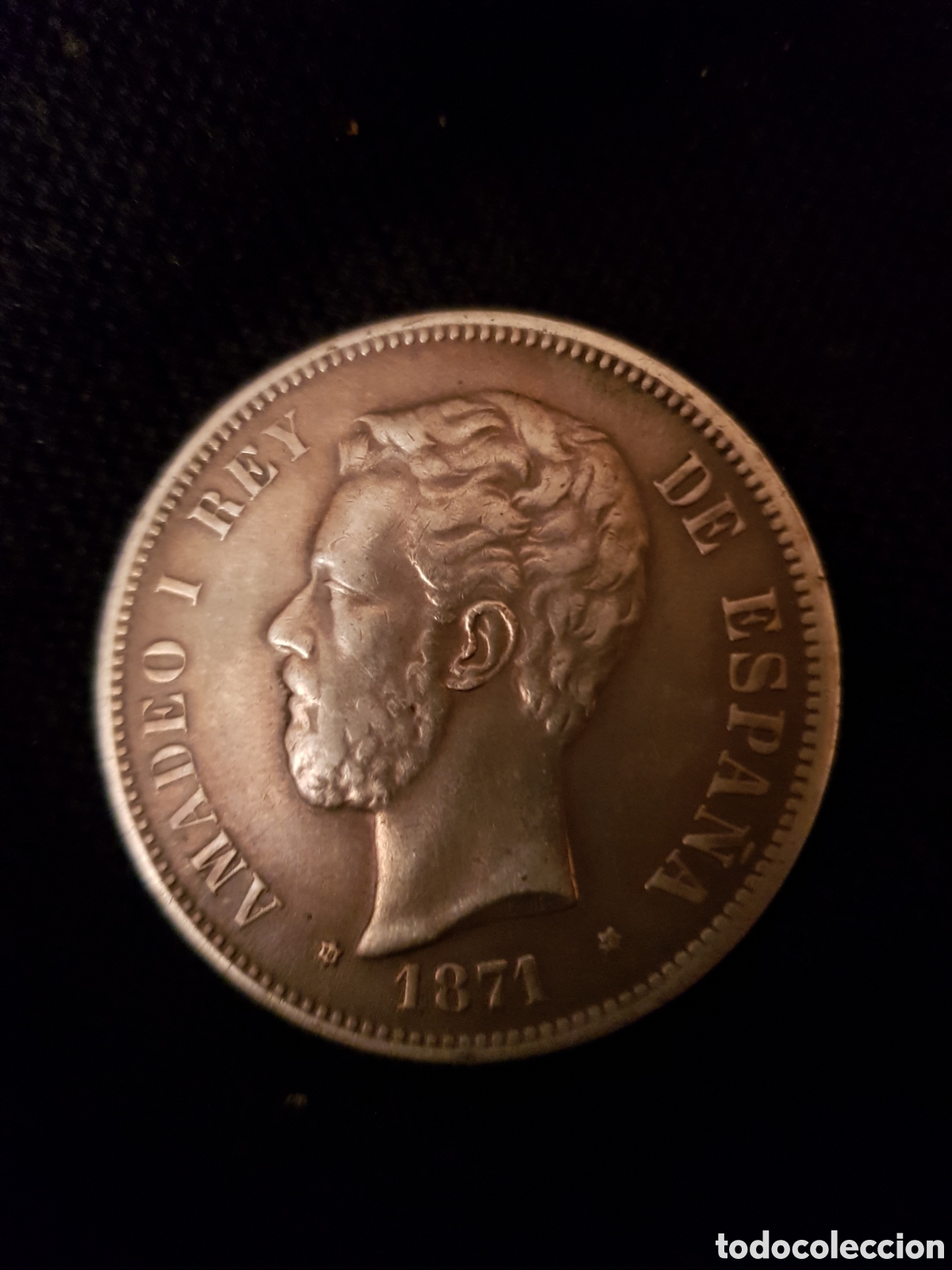 Material numism&aacute;tico: MONEDA DE PLATA DE 5 PESETAS DE AMADEO I A&Ntilde;O 1871 - Foto 4