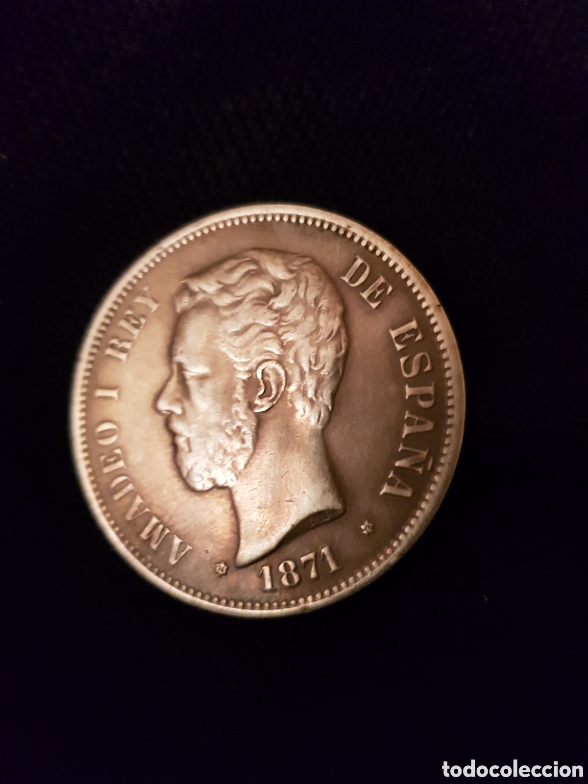 Material numism&aacute;tico: MONEDA DE PLATA DE 5 PESETAS DE AMADEO I A&Ntilde;O 1871 - Foto 5