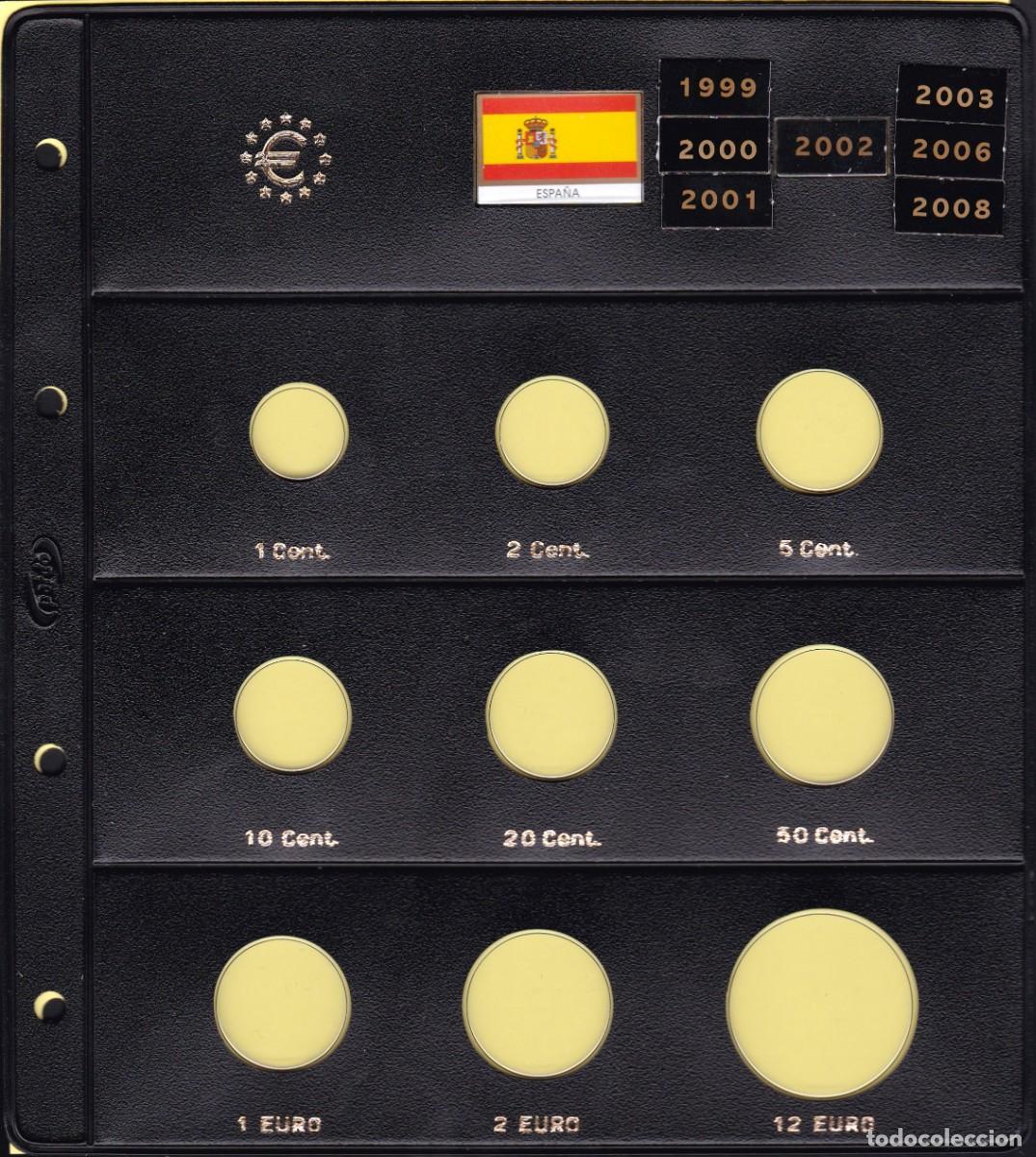 Material numism&aacute;tico: Hoja funda Pardo para serie 8 monedas EURO + 12 &euro; - 9 alojamientos 2002-2003-2006-2008 Mod. 172000