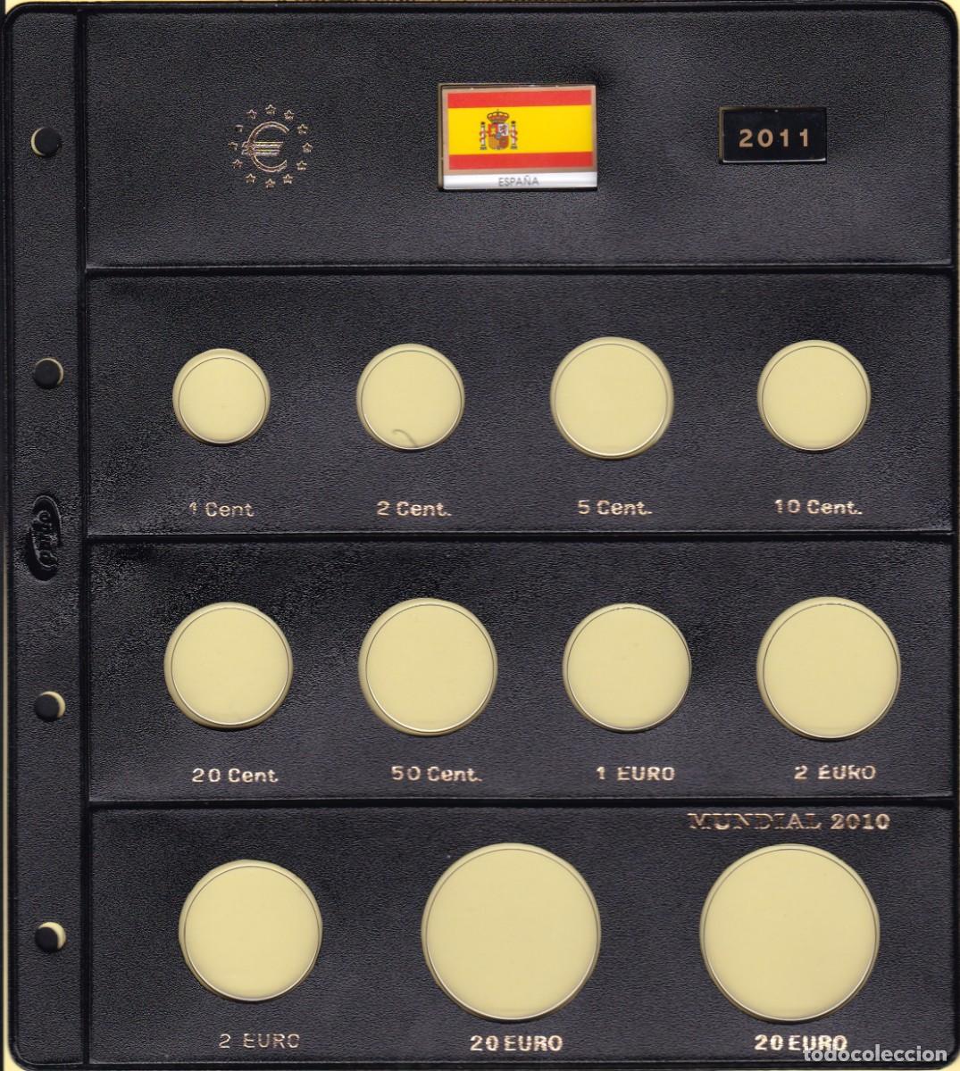 Material numism&aacute;tico: Hoja funda Pardo para serie 8 monedas EURO + 2 &euro; + 20 &euro; + 20 &euro; Mundial - 11 alojamientos Mod. 177000