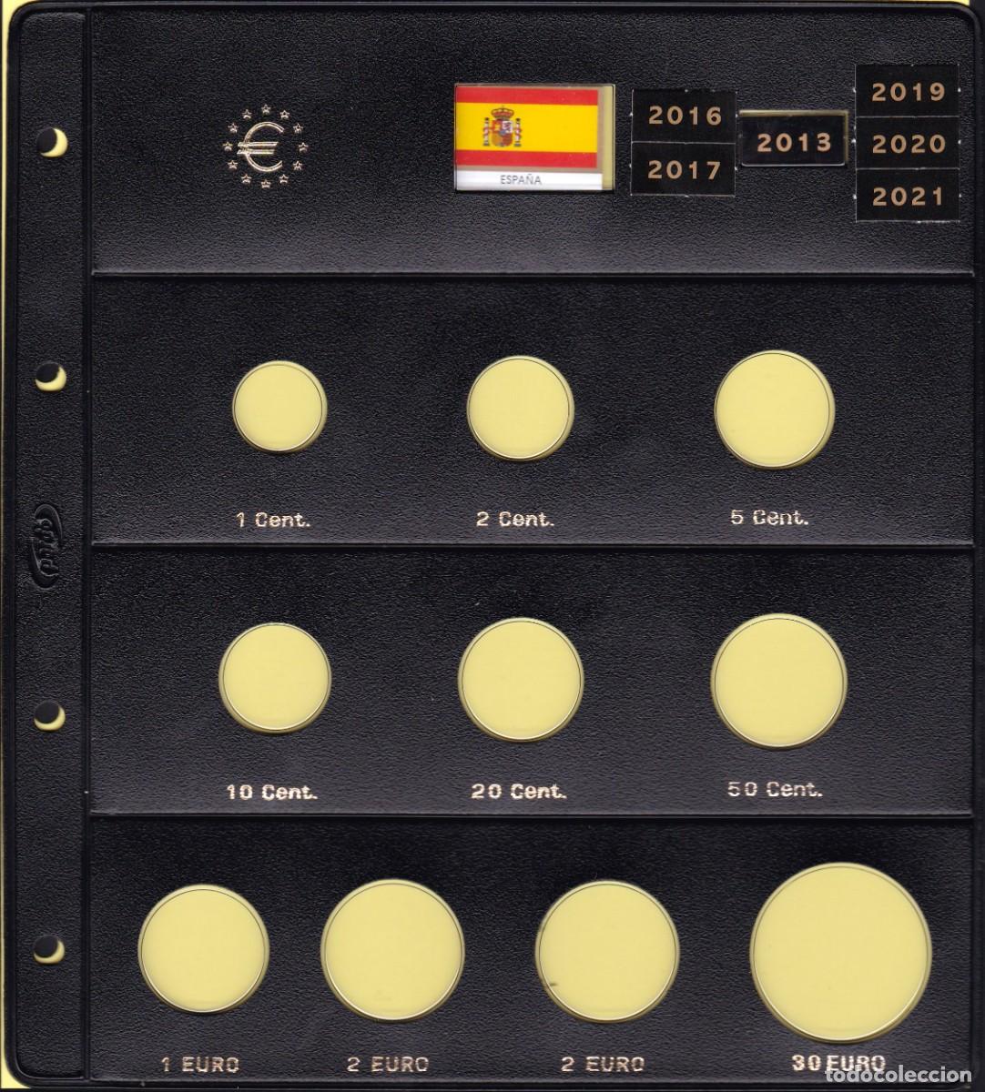 Material numism&aacute;tico: Hoja funda Pardo para serie 8 monedas EURO + 2 &euro; + 30 &euro; - 10 alojamientos Mod. 179000