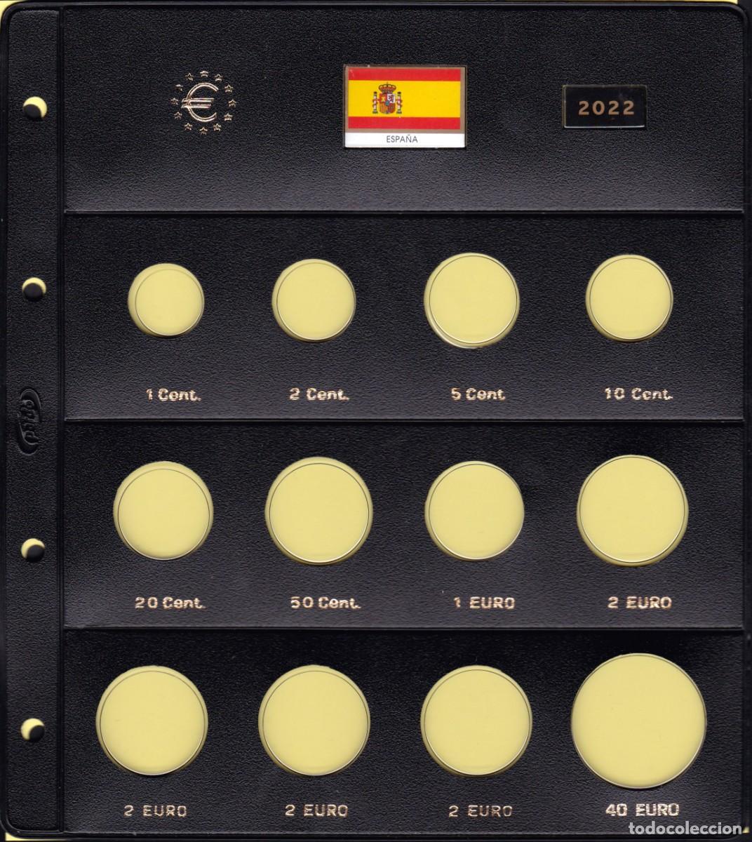 Material numism&aacute;tico: Hoja funda Pardo para serie 8 monedas EURO + 2 &euro; + 2 &euro; + 2 &euro; + 40 &euro; - 12 alojamientos Mod. 179300