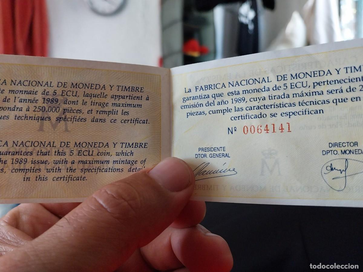 Material numism&aacute;tico: 5 ECU CERTIFICADO DE AUTENTICIDAD - Foto 2