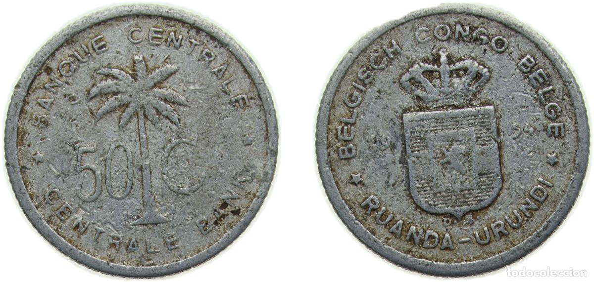 Material numism&aacute;tico: Democratic Republic of the Congo Belgian Congo and Ruanda-Urundi Administrative union 1954 50 Cent