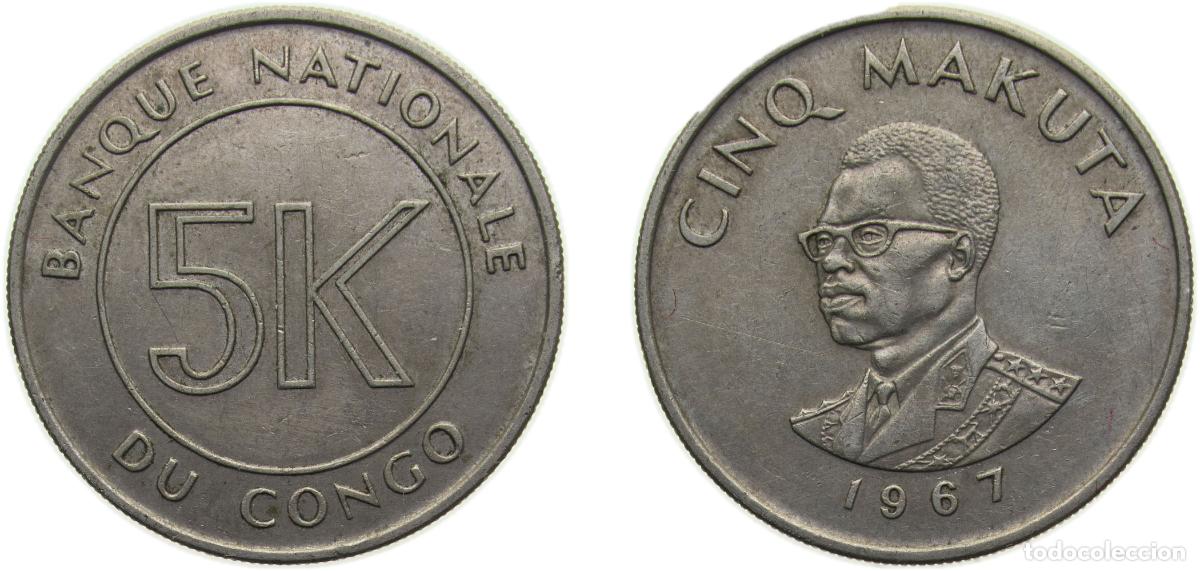 Material numism&aacute;tico: Democratic Republic of the Congo 1967 5 Makuta Copper-nickel Kings Norton Metal Company mint 6.41g