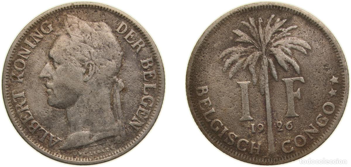 Materiale numismatico: Democratic Republic of the Congo Belgian colony 1926 1 Franc - Albert I (Dutch text) Copper-nickel