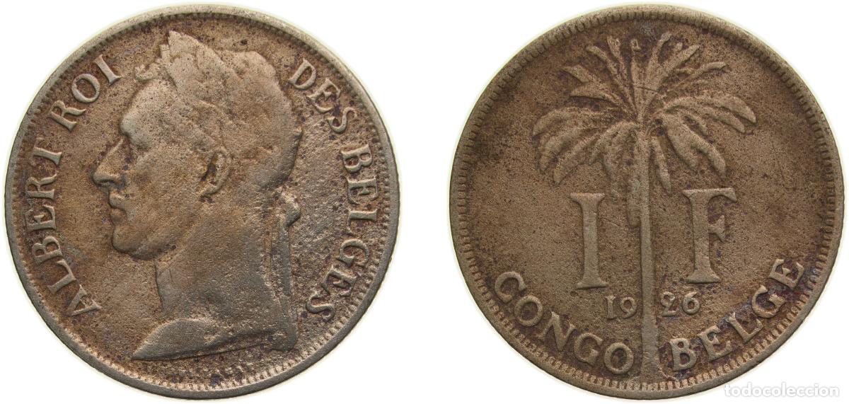 Materiale numismatico: Democratic Republic of the Congo Belgian colony 1926 1 Franc - Albert I (French text) Copper-nickel