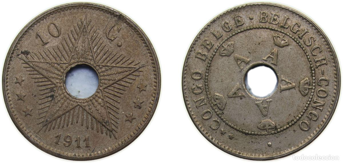 Materiale numismatico: Democratic Republic of the Congo Belgian colony 1911 10 Centimes - Albert I Copper-nickel Brussels