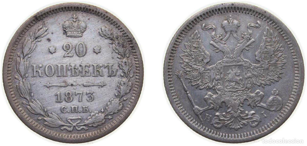 Materiale numismatico: Russia Russian Empire 1873 СПБ НI 20 Kopecks - Aleksandr II Silver (.500) Saint Petersburg Mint (15