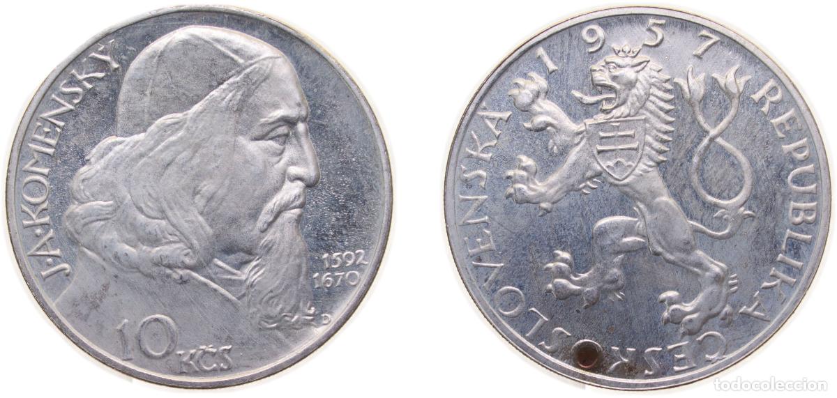 Numismatisches Material: Czechoslovakia People's Republic 1957 10 Korun (Jan &Aacute;mos Komensk&yacute;) Silver (.500) (5000) 12g PF KM 4