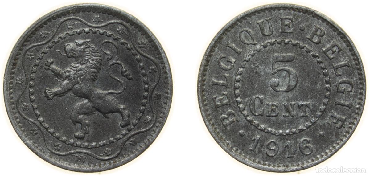 Materiale numismatico: Belgium Belgian notgeld 1916 5 Centimes (German Occupation Coinage) Zinc Brussels Mint (45464000) 2