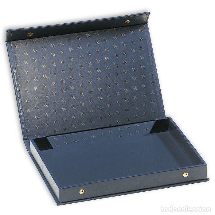 Materiale numismatico: Estuche para monedas L para 4 bandejas, azul, vac&iacute;o