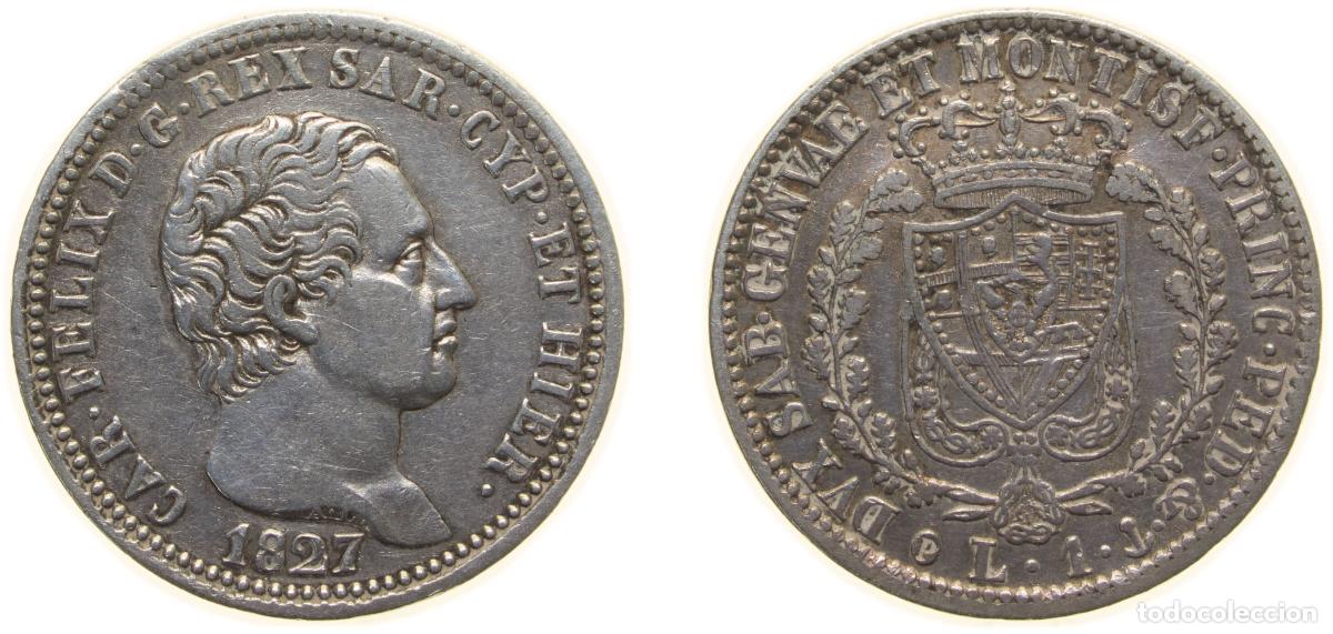 Materiale numismatico: Italy Kingdom of Sardinia Italian states 1827 P 1 Lira - Carlo Felice Silver (.900) Genoa Mint (251