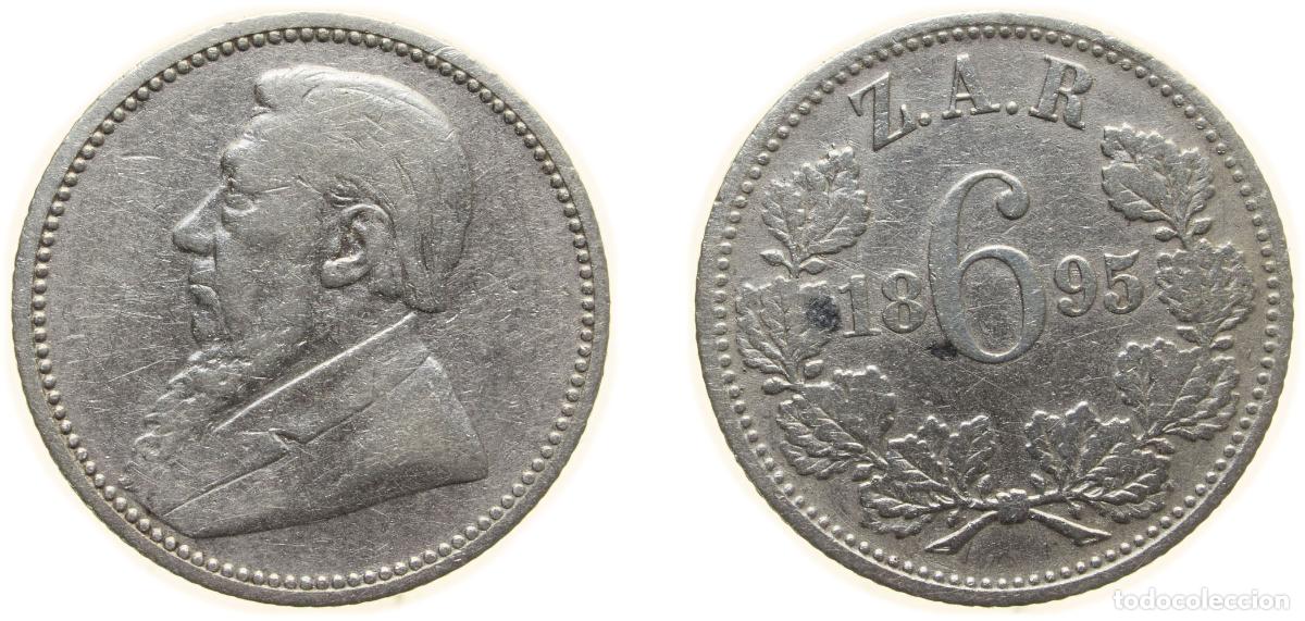 Material numism&aacute;tico: South Africa South African Republic 1895 6 Pence (Zuid Afrikaansche Republiek) Silver (.925) Pretor