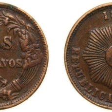 Material numismático: PERU REPUBLIC 1877 2 CENTAVOS (COPPER OR BRONZE) 9.1G XF KM 188.1A