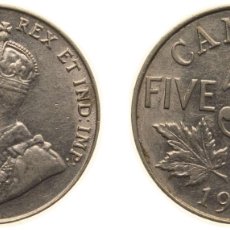 Material numismático: CANADA COMMONWEALTH 1922 5 CENTS - GEORGE V NICKEL OTTAWA MINT (4763186) 4.54G AU KM 29 SCHÖN 28