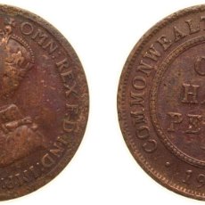 Material numismático: AUSTRALIA COMMONWEALTH 1919 ½ PENNY - GEORGE V BRONZE SYDNEY MINT (3326000) 5.67G VF KM 22 SCHÖN 13