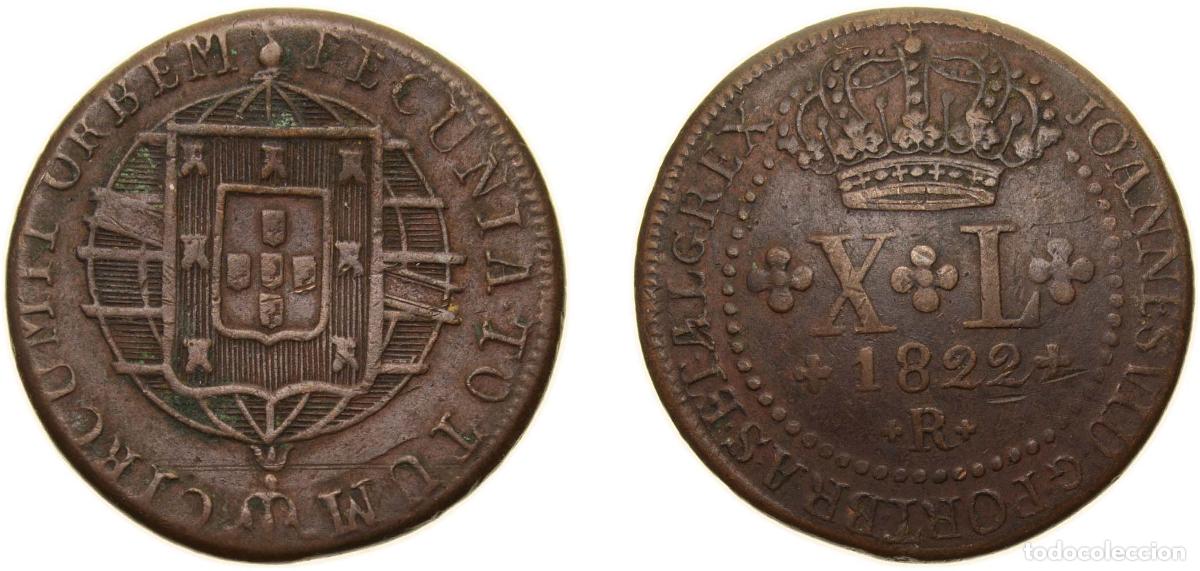 Material numism&aacute;tico: Brazil Portuguese colony 1822 R 40 R&eacute;is - Jo&atilde;o VI Copper Rio de Janeiro Mint (4583022) 19.26g VF KM